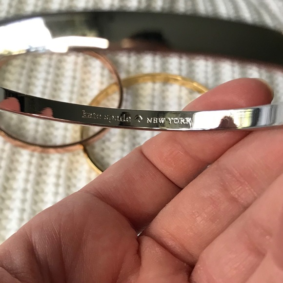 Kate Spade Elegant Gold, Silver, and Rose Gold Bangle Set - Picture 7 of 11
